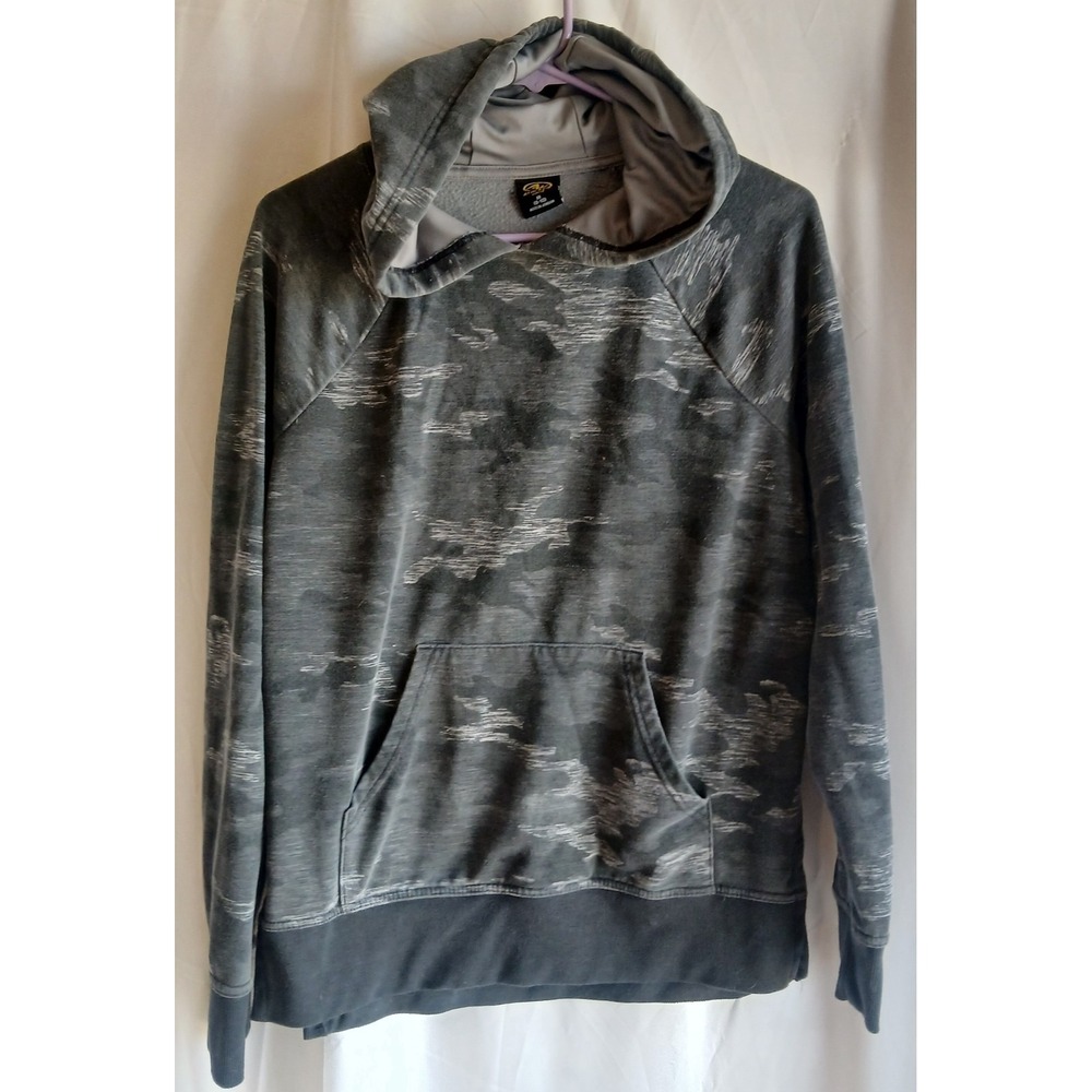 Athletic Works Hoodie Sweatshirt Womens M (8-10) Gray Black Camo Slouchy No Strg